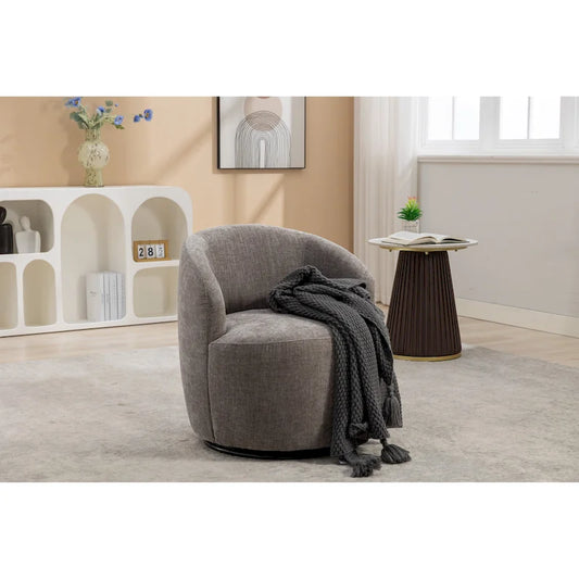 Chenille Fabric Swivel Accent Barrel Chair - 25.60 x 25.60 x 27.56