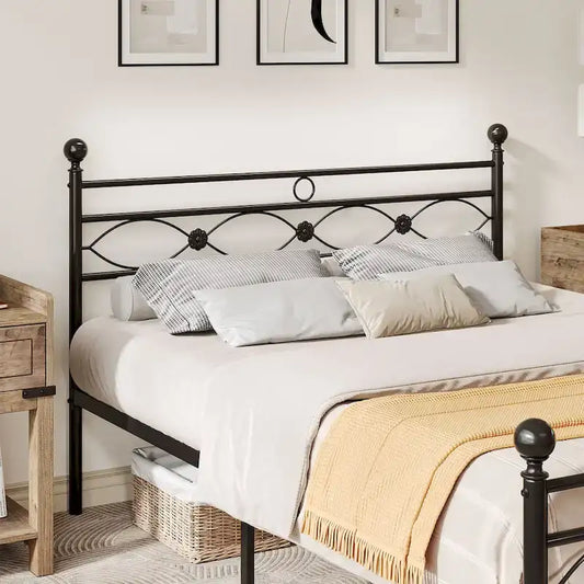 Moasis Modern Black Metal Platform Bed Frame, No Box Spring Needed Full/Queen Size