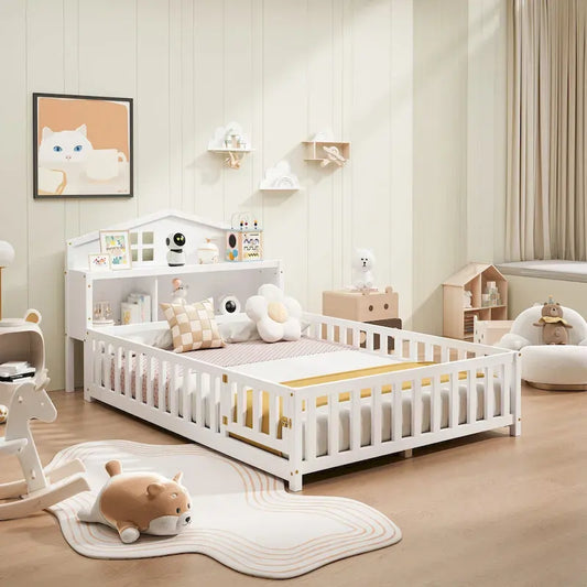 Full-size Floor Beds with Bookcases