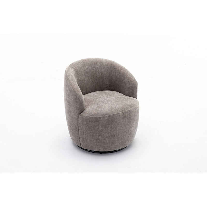 Chenille Fabric Swivel Accent Barrel Chair - 25.60 x 25.60 x 27.56