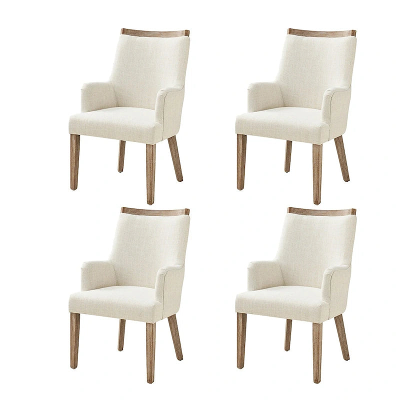 Albert Farmhouse Upholstered Solid Wood Dining Chair Set of 4 by HULALA HOME